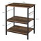 3-Tier Rolling Microwave Stand with Lockable Wheels & 10 Hooks – Adjustable Industrial Storage Shelf for Kitchen, Carbon Steel & Wood (110lbs Capacity, 23.62×15.75×30”)